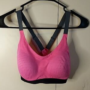 Pink and Black Women's Sports Bra